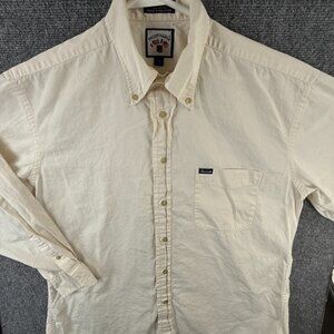 Faconnable Pale Yellow Button Up Shirt Men Long Sleeve Cotton Woven Designer LG